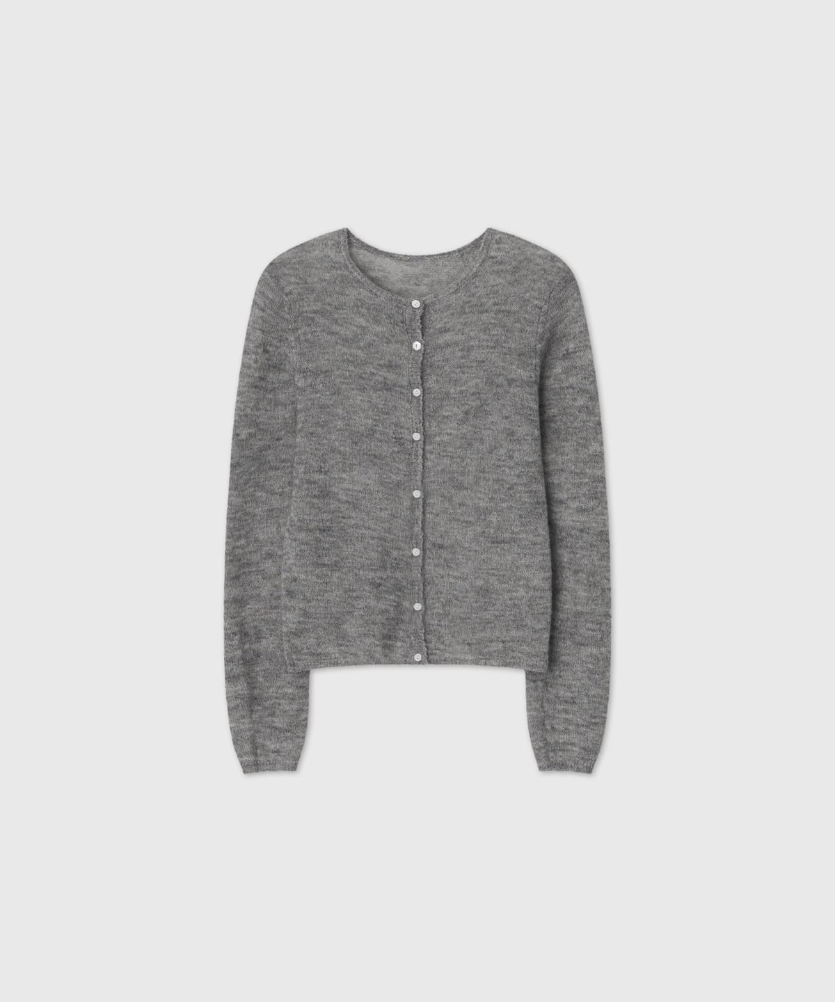 룩캐스트(LOOKAST) 쉘 버튼 모헤어 시어 가디건_그레이 / SHELL BUTTON MOHAIR SHEER CARDIGAN_GREY