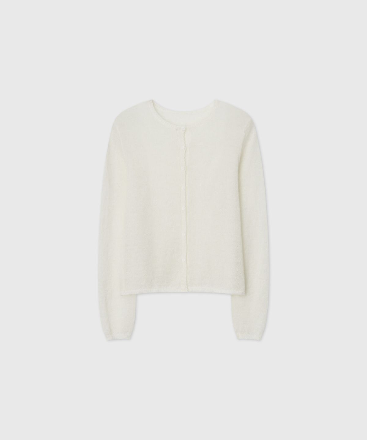 룩캐스트(LOOKAST) 쉘 버튼 모헤어 시어 가디건_아이보리 / SHELL BUTTON MOHAIR SHEER CARDIGAN_IVORY