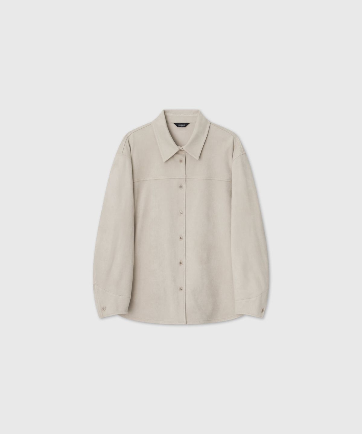 룩캐스트(LOOKAST) 스웨이드 오버핏 셔츠_라이트 베이지 / SUEDE OVERFIT SHIRT_LIGHT BEIGE