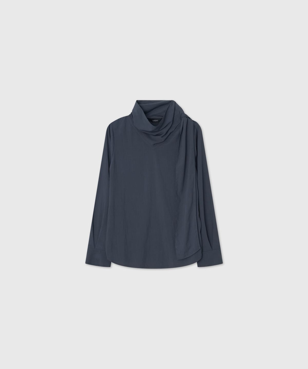룩캐스트(LOOKAST) 스카프 카울 넥 블라우스_네이비 / SCARF COWL NECK BLOUSE_NAVY