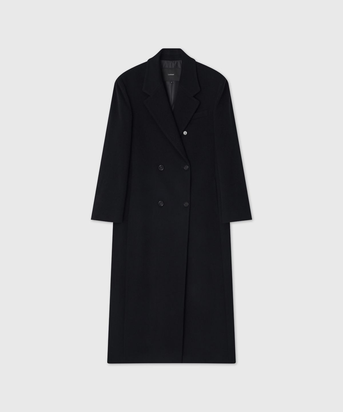 룩캐스트(LOOKAST) 울 테일러드 세미 더블 롱 코트 / WOOL TAILORED SEMI DOUBLE LONG COAT_2colors