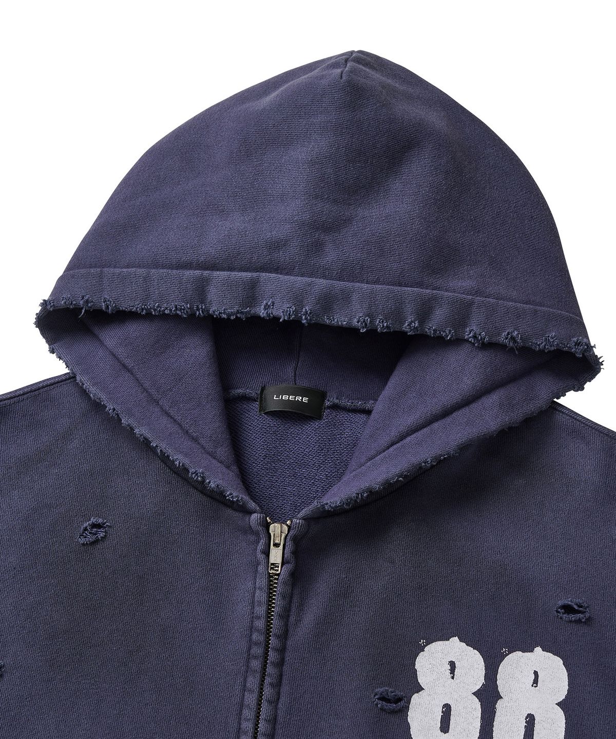 리베레(LIBERE) 88 DISTRESSED ZIP HOODIE / NAVY