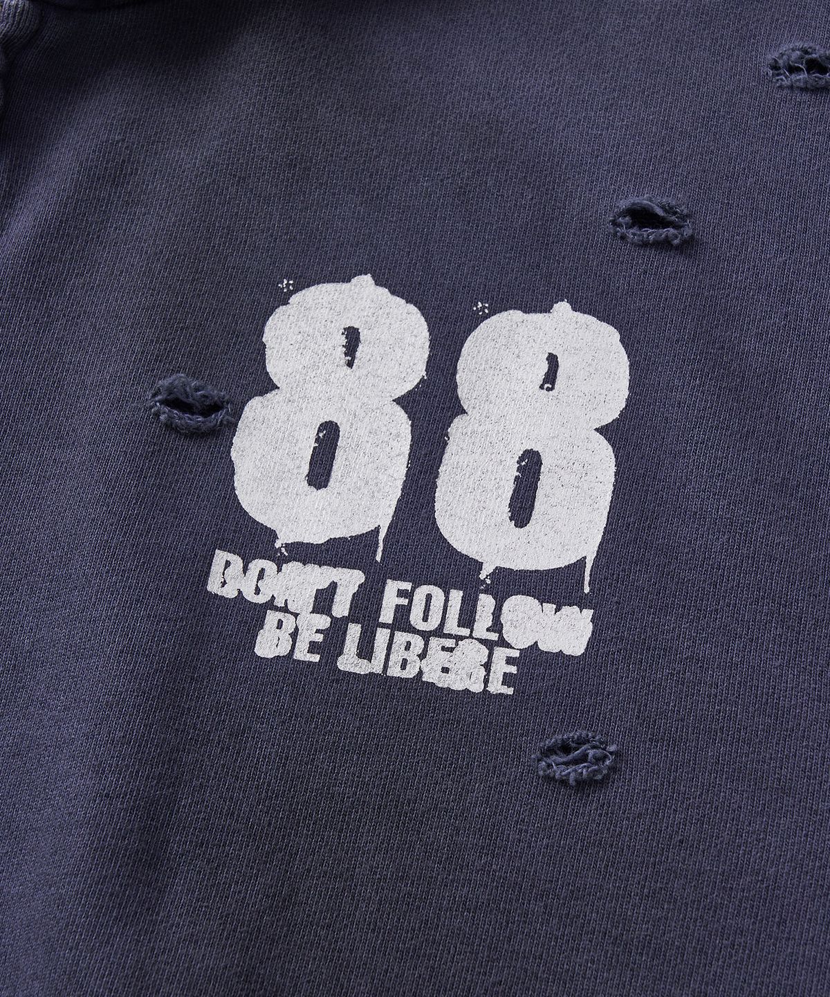 리베레(LIBERE) 88 DISTRESSED ZIP HOODIE / NAVY