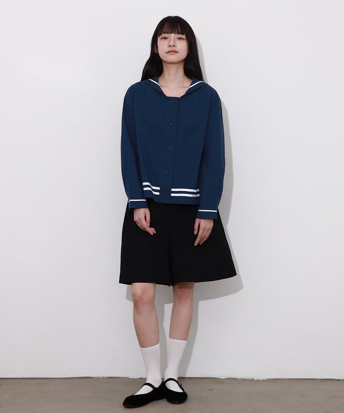 빈센트네이비(VINCENT NAVY) 26포지타노 세일러 블라우스_네이비