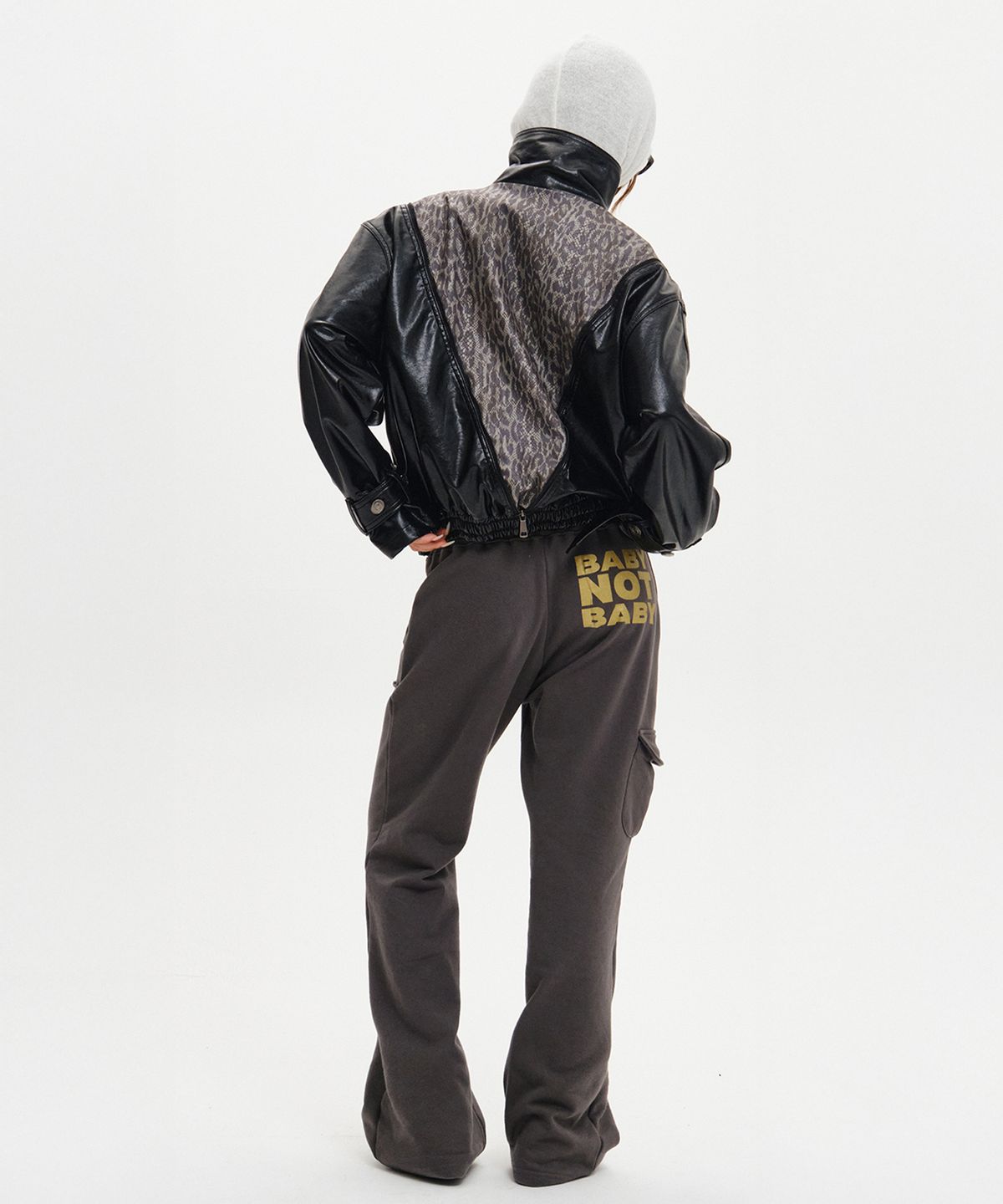 소르비(SORBEE) BACK ZIP LEOPARD LEATHER JACKET / BLACK