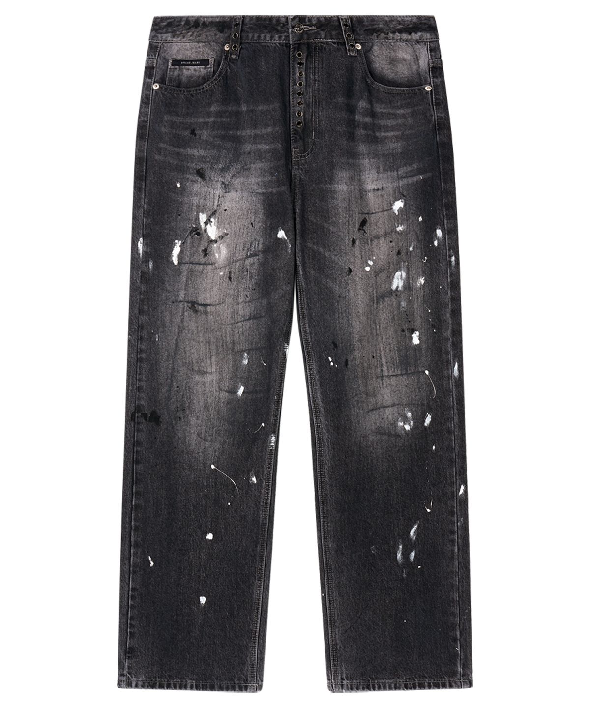 스트라이크(STRIKE) Atelier Faded Paint Eyelet Jeans (BLACK)