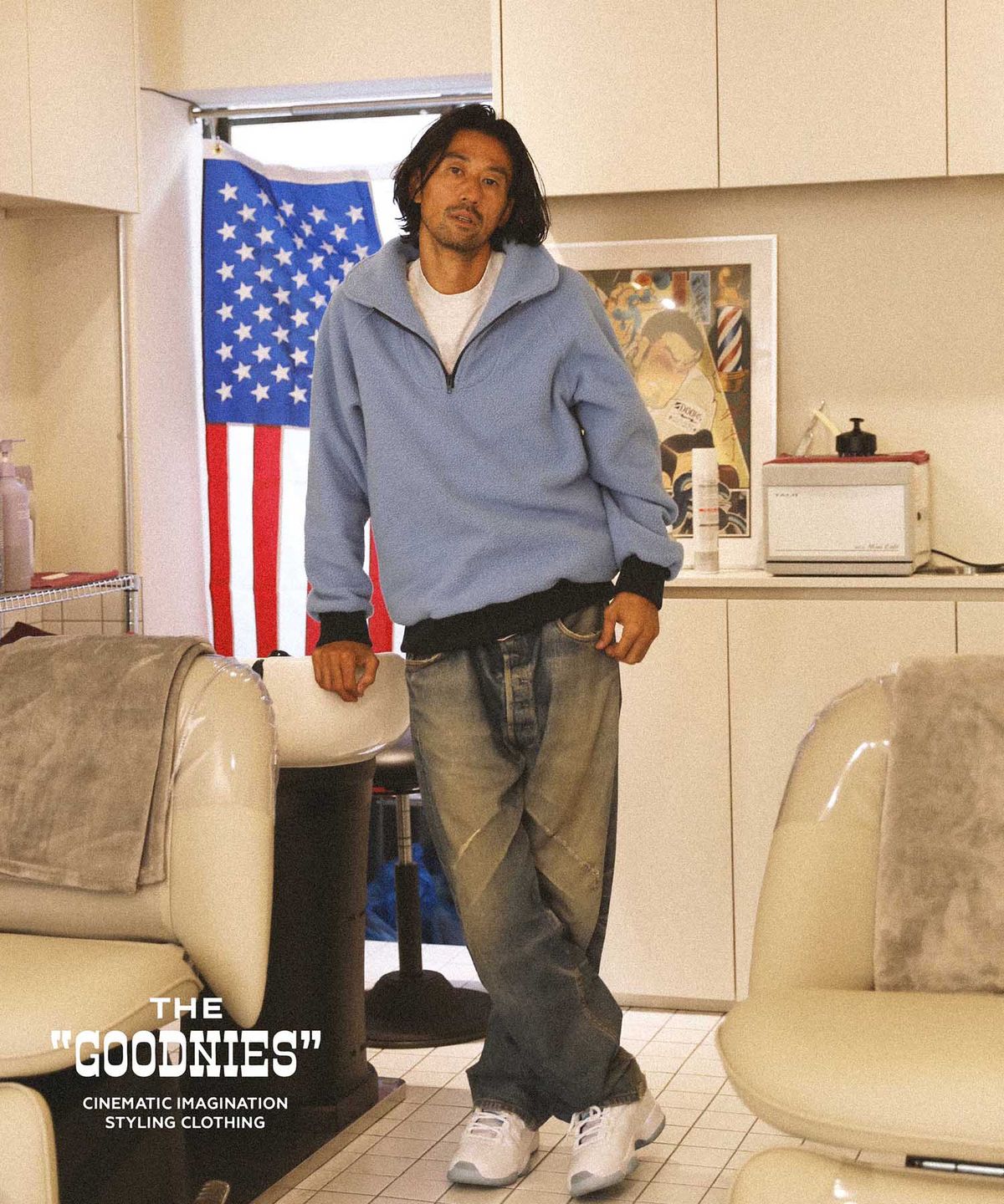 굿니스(GOODNIES) Beautiful Life. Fleece Half-Zip. SkyBlue