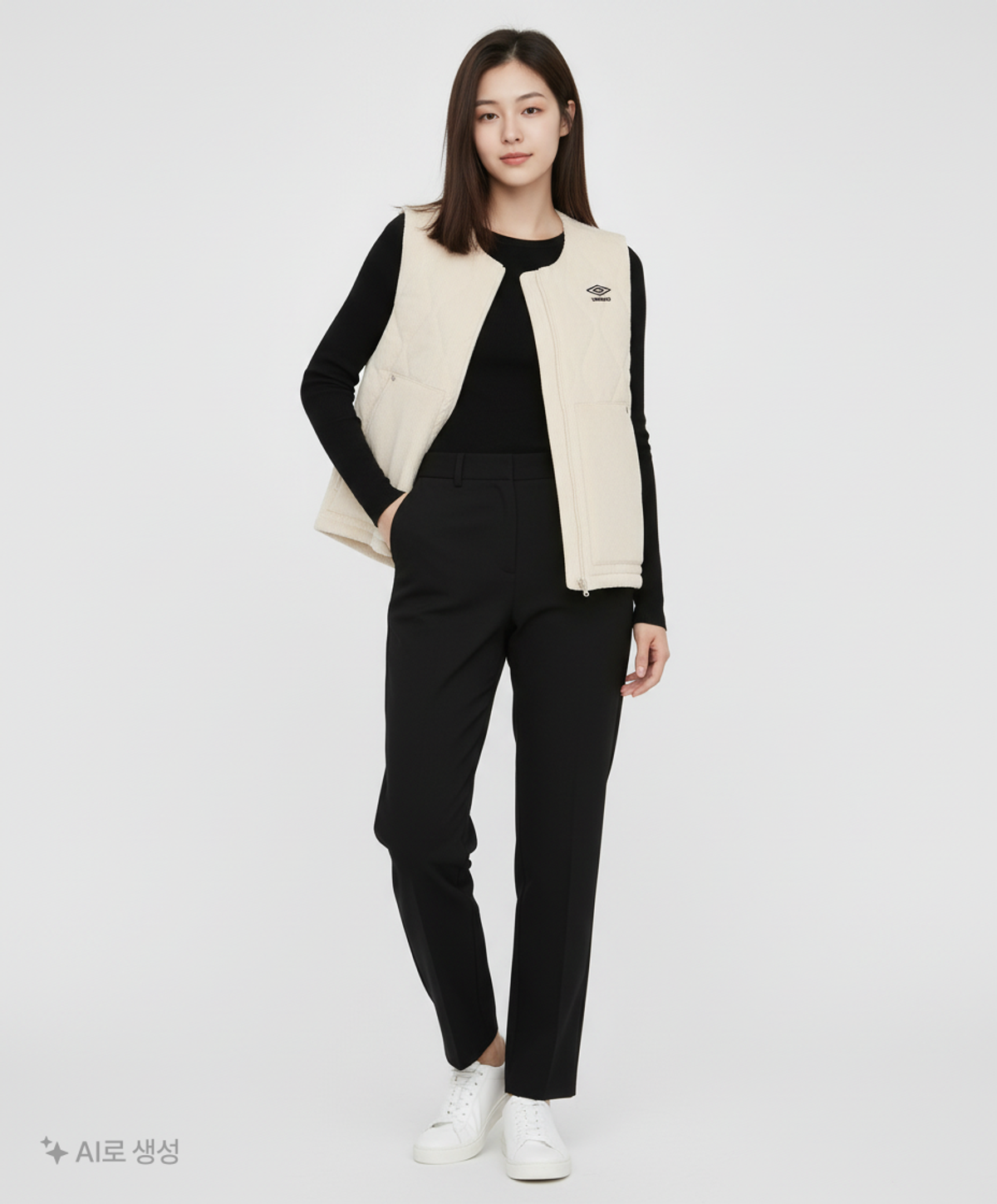 엄브로(UMBRO) 코듀로이 퀼팅 패딩 베스트 베이지(UO421CPVN4) S