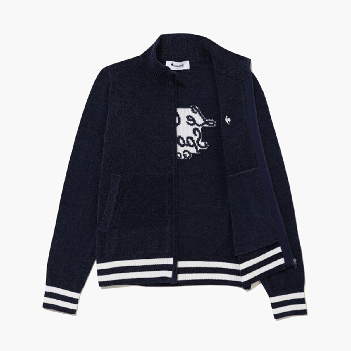 르꼬끄 골프(LECOQ GOLF) 여성 하이넥 스웨터 풀집업 _NAVY GR322LKC95