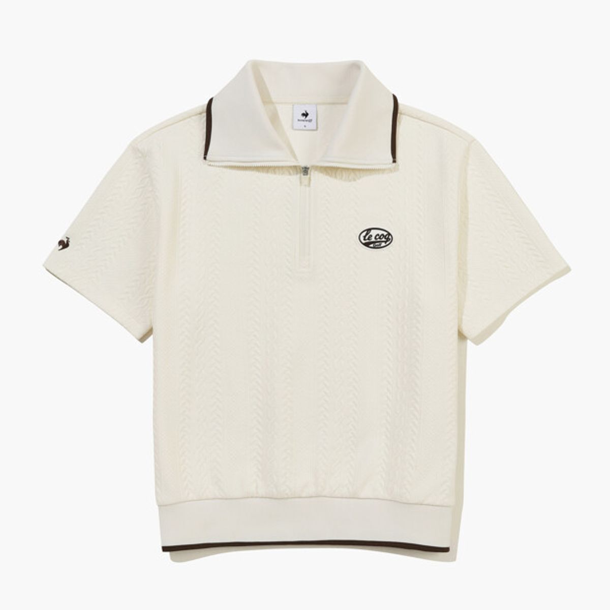 르꼬끄 골프(LECOQ GOLF) 여성 자카드 져지 반집업 반팔 티셔츠 _WHTE GR322LTS84
