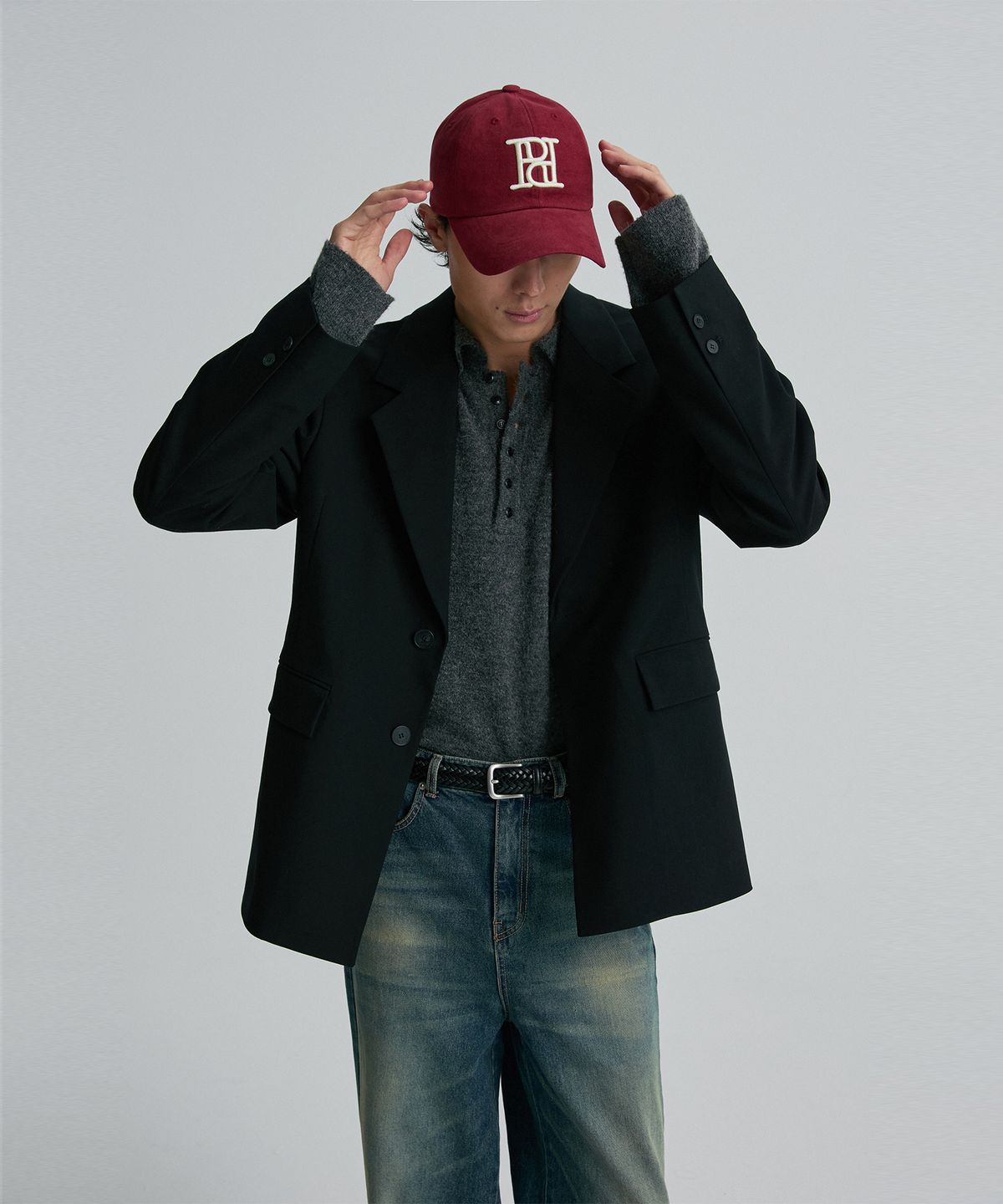 리이 맨(RERHEE MEN) LOGO BALL CAP BURGUNDY