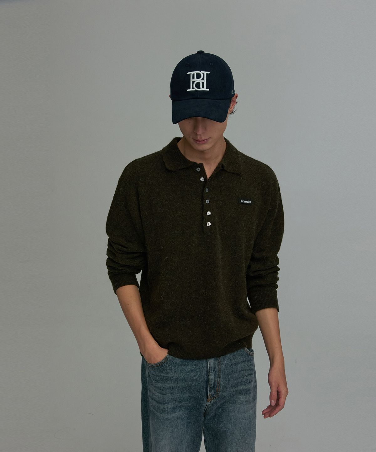 리이 맨(RERHEE MEN) LOGO BALL CAP NAVY