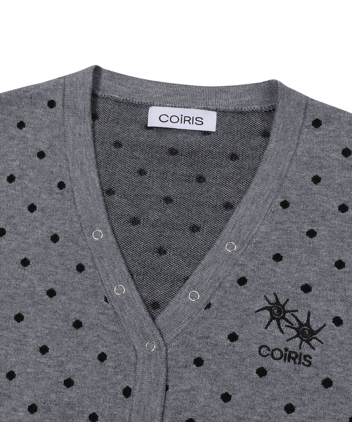 코이리스(COIRIS) 코하루 도트 브이넥 스냅 가디건 (2컬러)