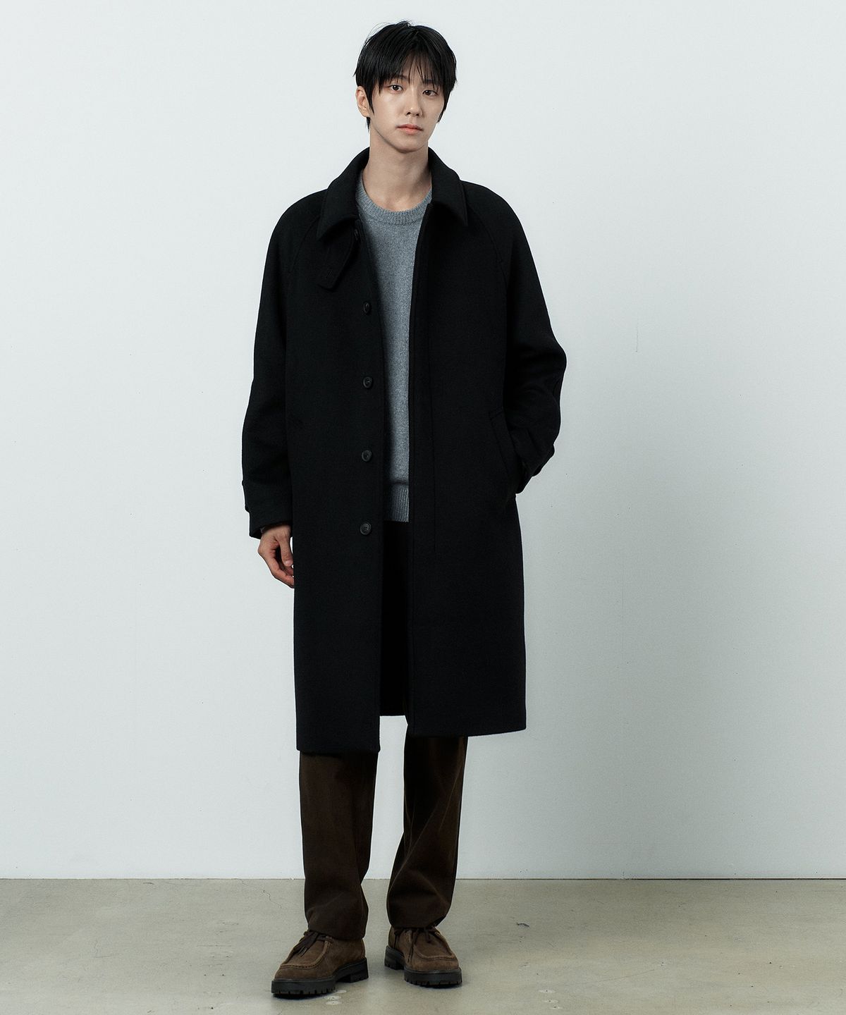 마인드브릿지(MINDBRIDGE) 두굿_[COUTURE]캐시미어 오버핏 발마칸 데일리 롱 코트 - 3color