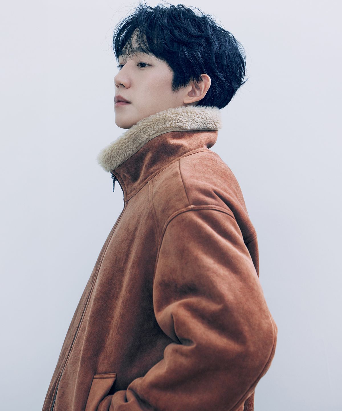 마인드브릿지(MINDBRIDGE) [COUTURE]스웨이드 안감 퍼 하이넥 무스탕