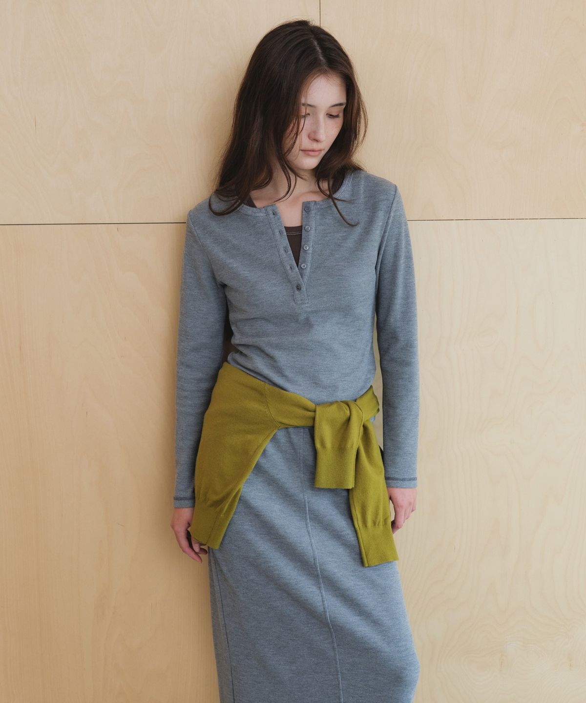 올리브 데 올리브(OLIVE DES OLIVE) 와플 조직 헨리넥 져지티 OE6AE9140