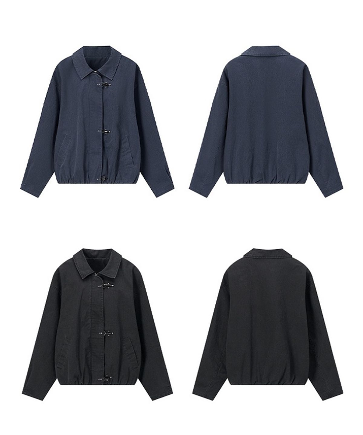 버튼서울(BUTTON SEOUL) 빈티지 워시드 메탈 토글 블루종 (2 COLOR)