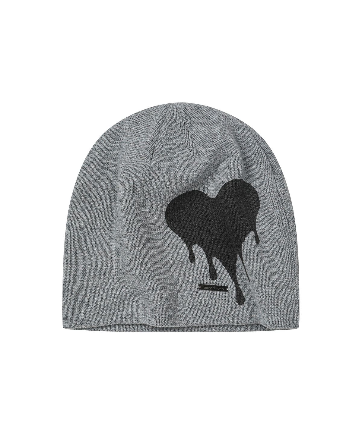 세컨모놀로그(SECONDMONO) Heart Symbol Knit Beanie [GRAY]_SEAC021GRAY