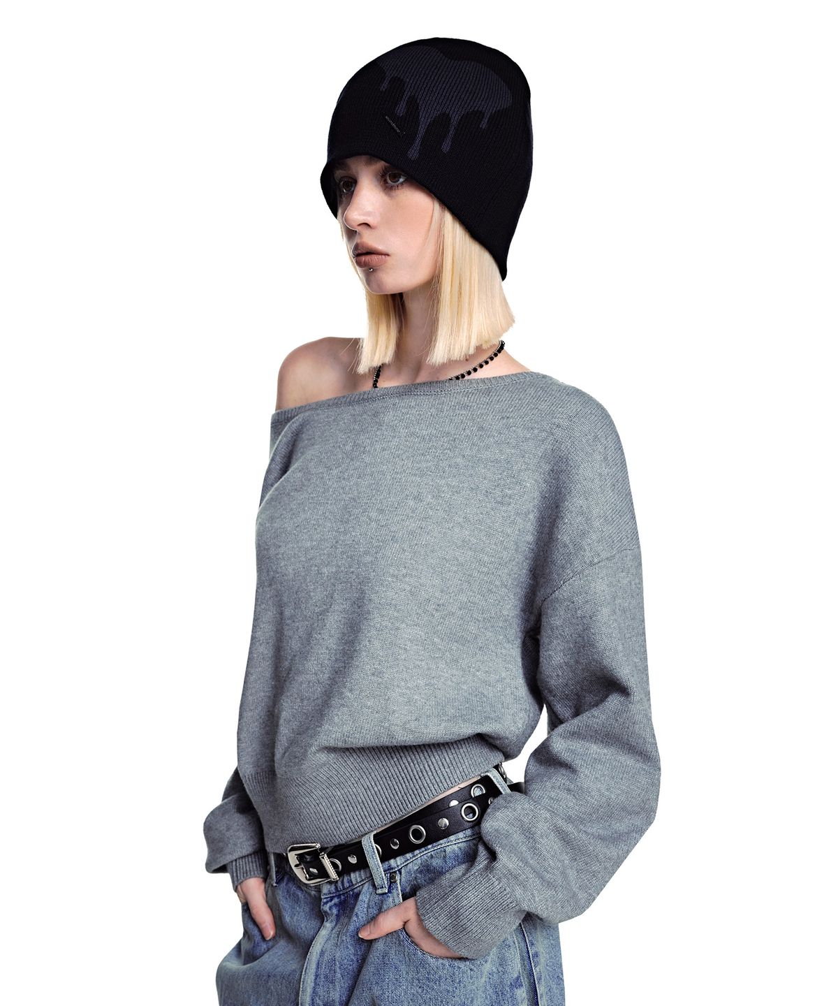 세컨모놀로그(SECONDMONO) Heart Symbol Knit Beanie [BLACK]_SEAC021BLACK