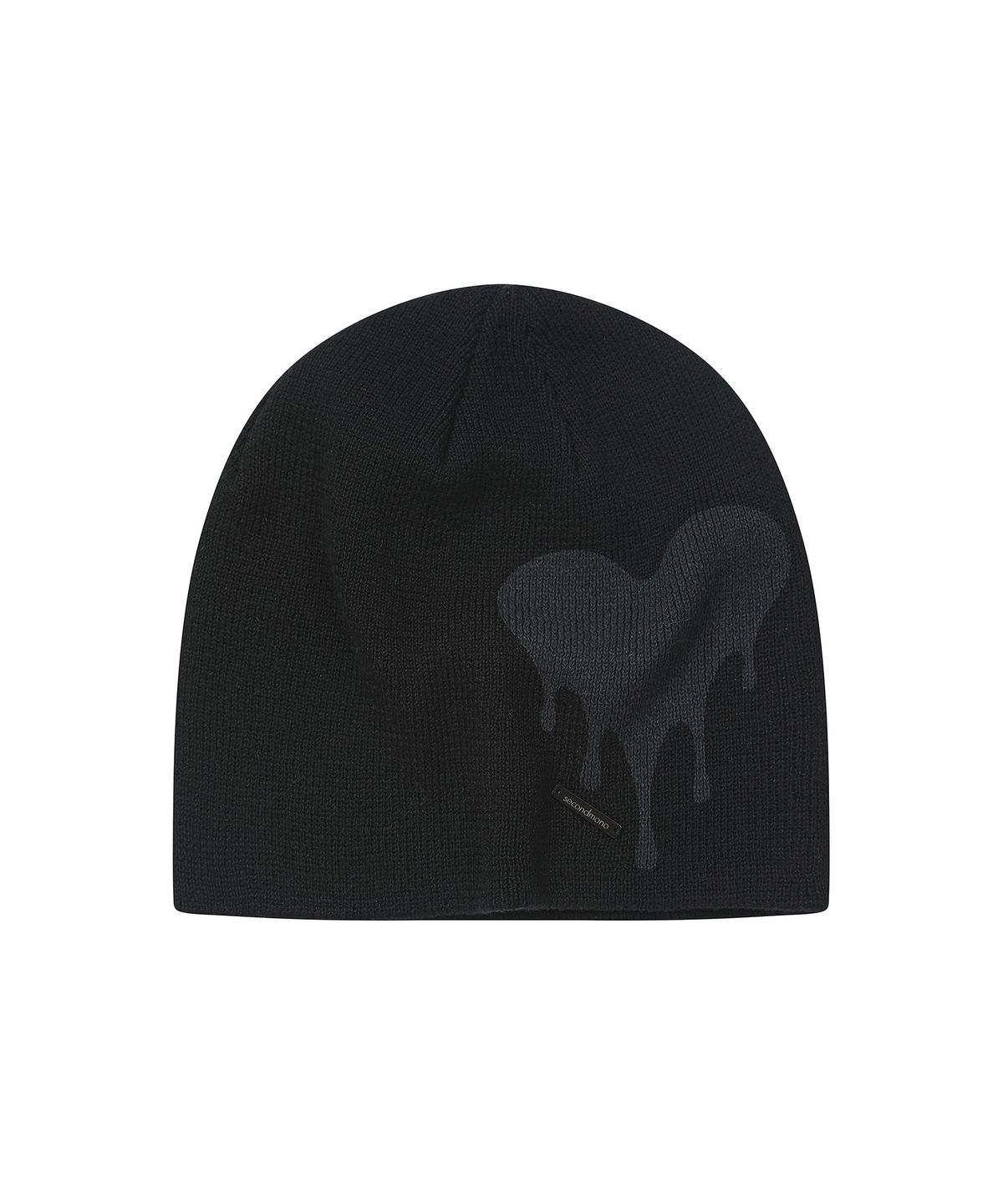세컨모놀로그(SECONDMONO) Heart Symbol Knit Beanie [BLACK]_SEAC021BLACK