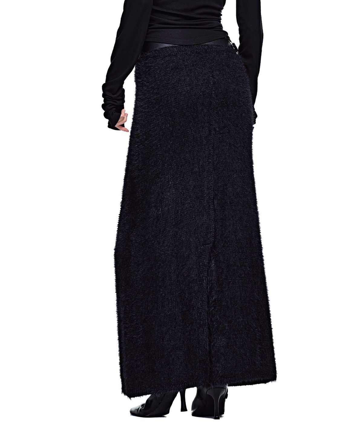 세컨모놀로그(SECONDMONO) Hairy Maxi Skirt [BLACK]_SEWSK008BLACK