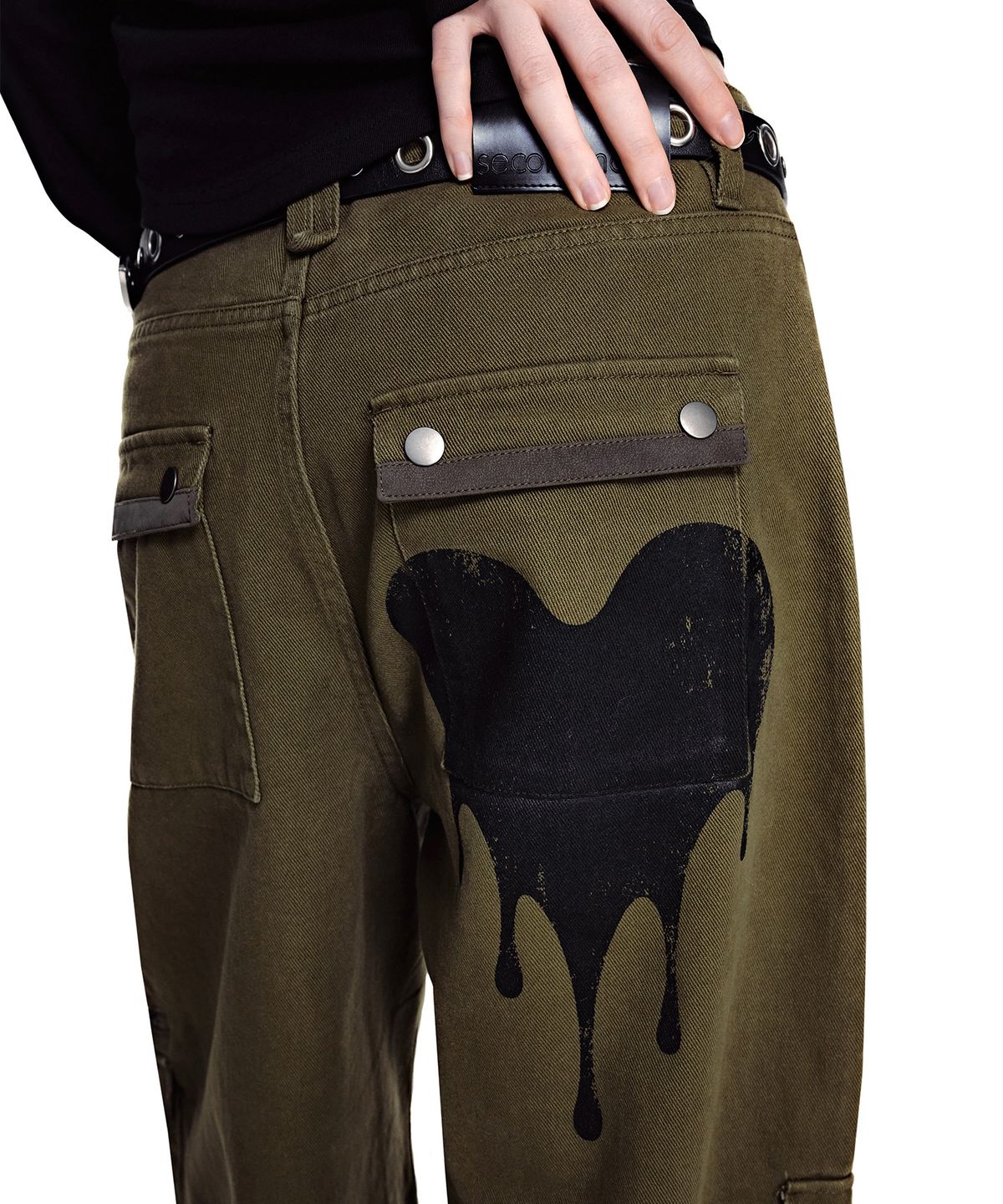 세컨모놀로그(SECONDMONO) Heart Graphic Balloon Pants [KHAKI]_SEWPT018KHAKI