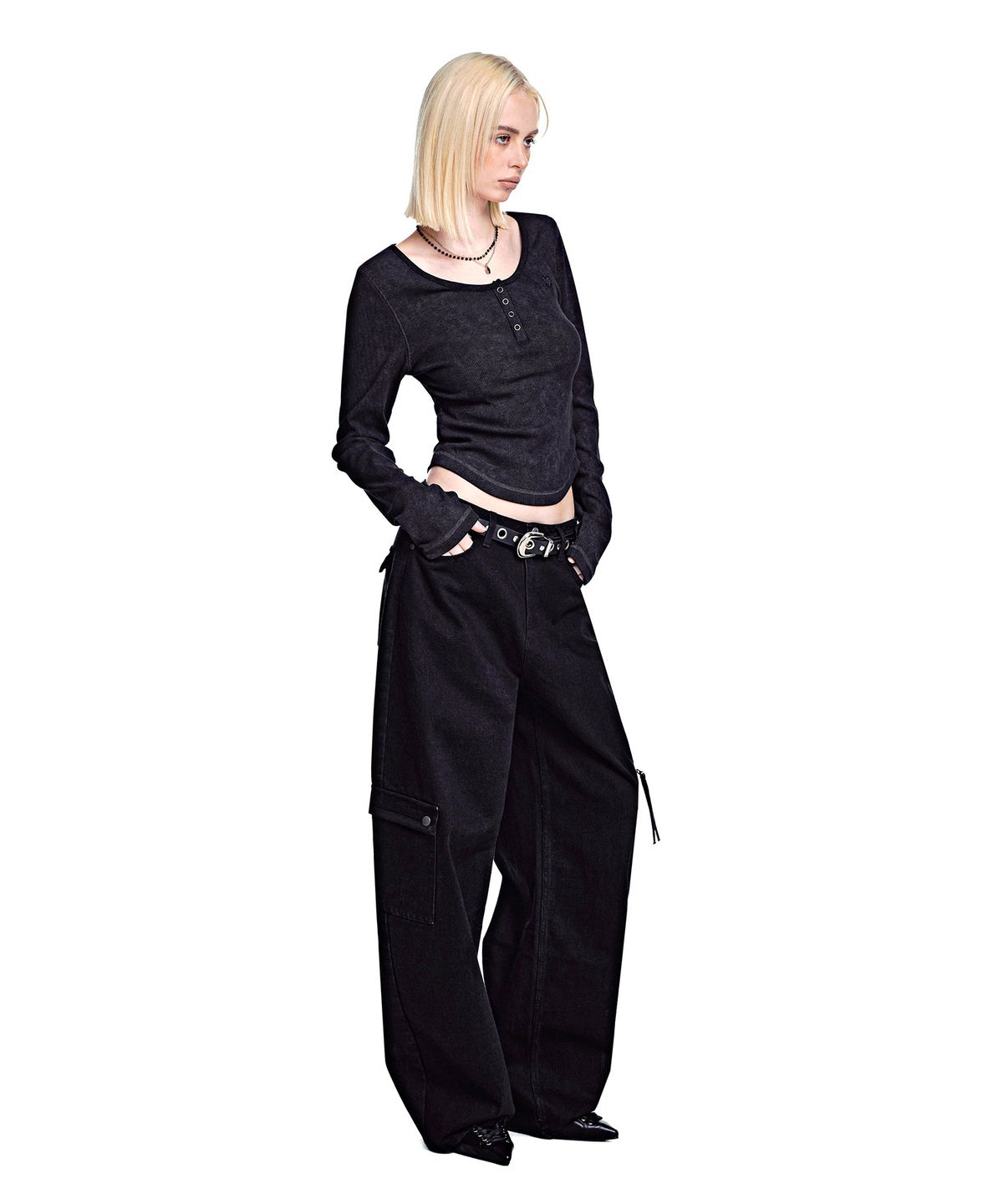 세컨모놀로그(SECONDMONO) Heart Graphic Balloon Pants [BLACK]_SEWPT018BLACK