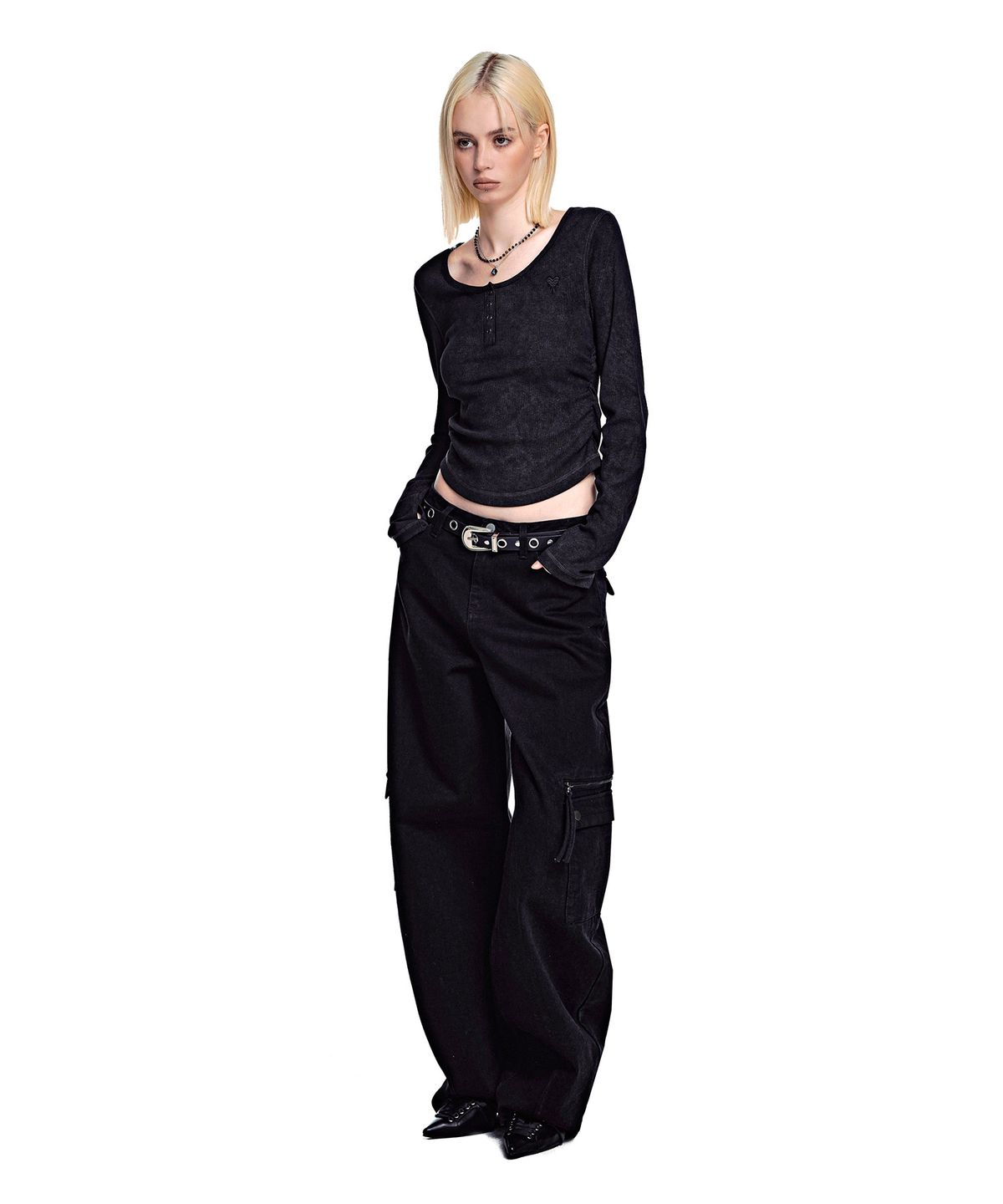 세컨모놀로그(SECONDMONO) Heart Graphic Balloon Pants [BLACK]_SEWPT018BLACK
