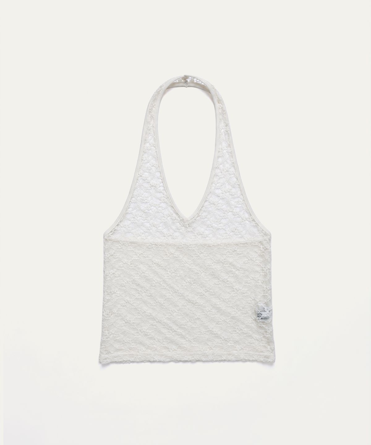 톤드(TONED) Lace halter sleeveless top (ivory)