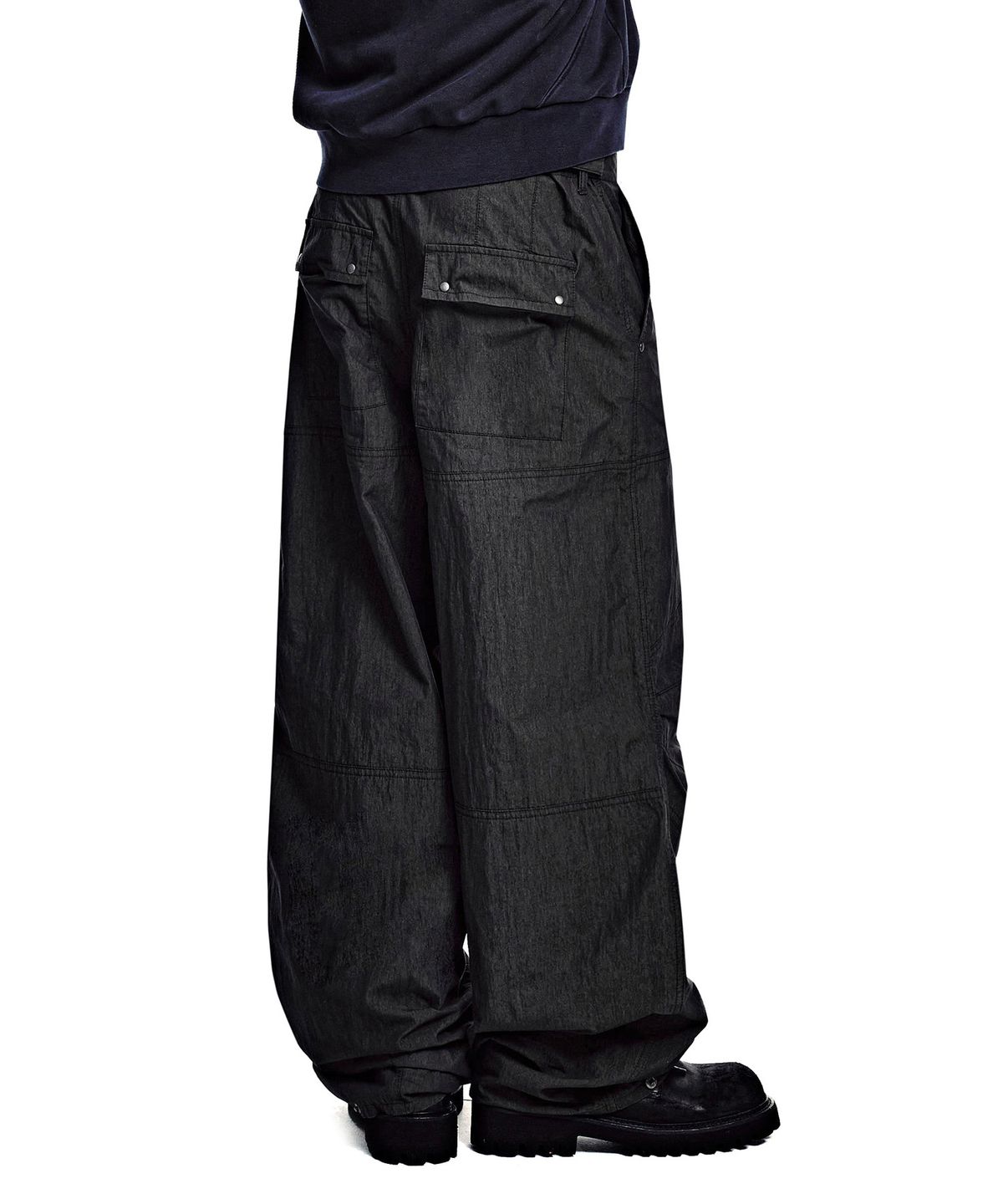 세컨모놀로그(SECONDMONO) Pigment Double Knee Wide Pants [CHARCOAL]_SEPT087CHARCOAL