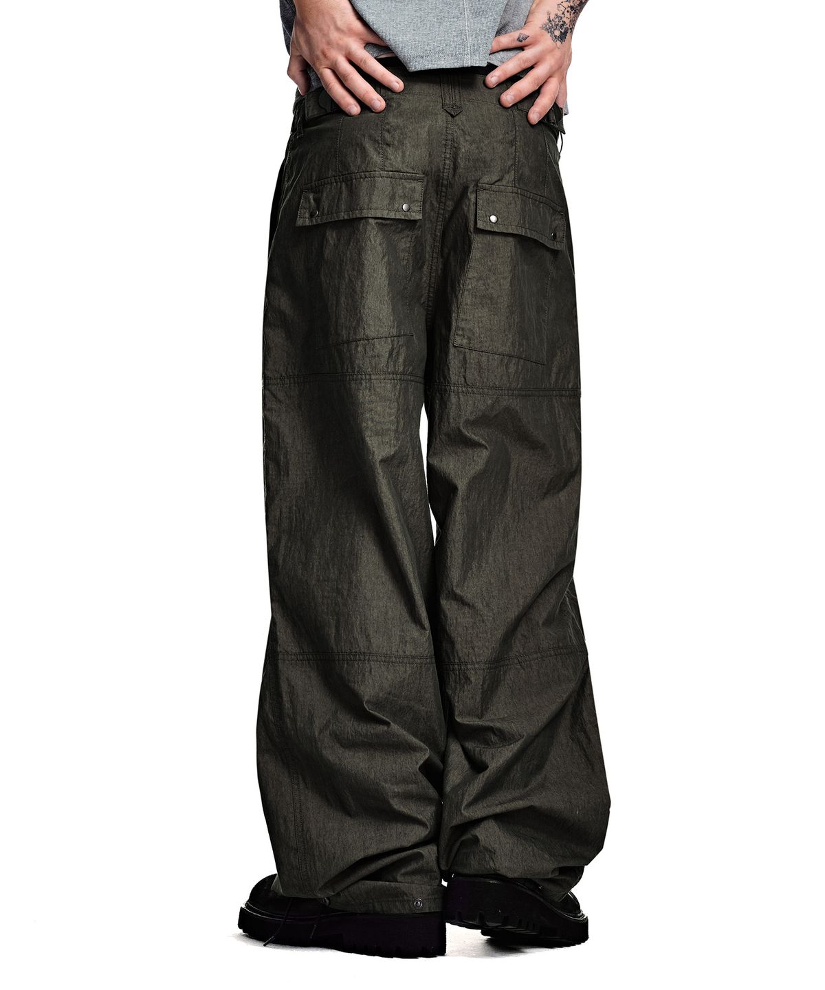 세컨모놀로그(SECONDMONO) Pigment Double Knee Wide Pants [KHAKI]_SEPT087KHAKI