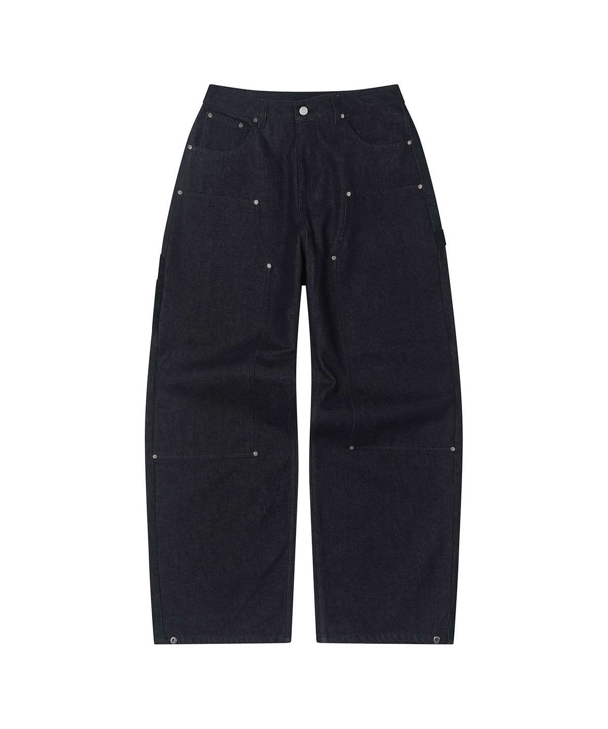 세컨모놀로그(SECONDMONO) Leather Panel Carpenter Wide Denim [INDIGO]_SEPT083INDIGO