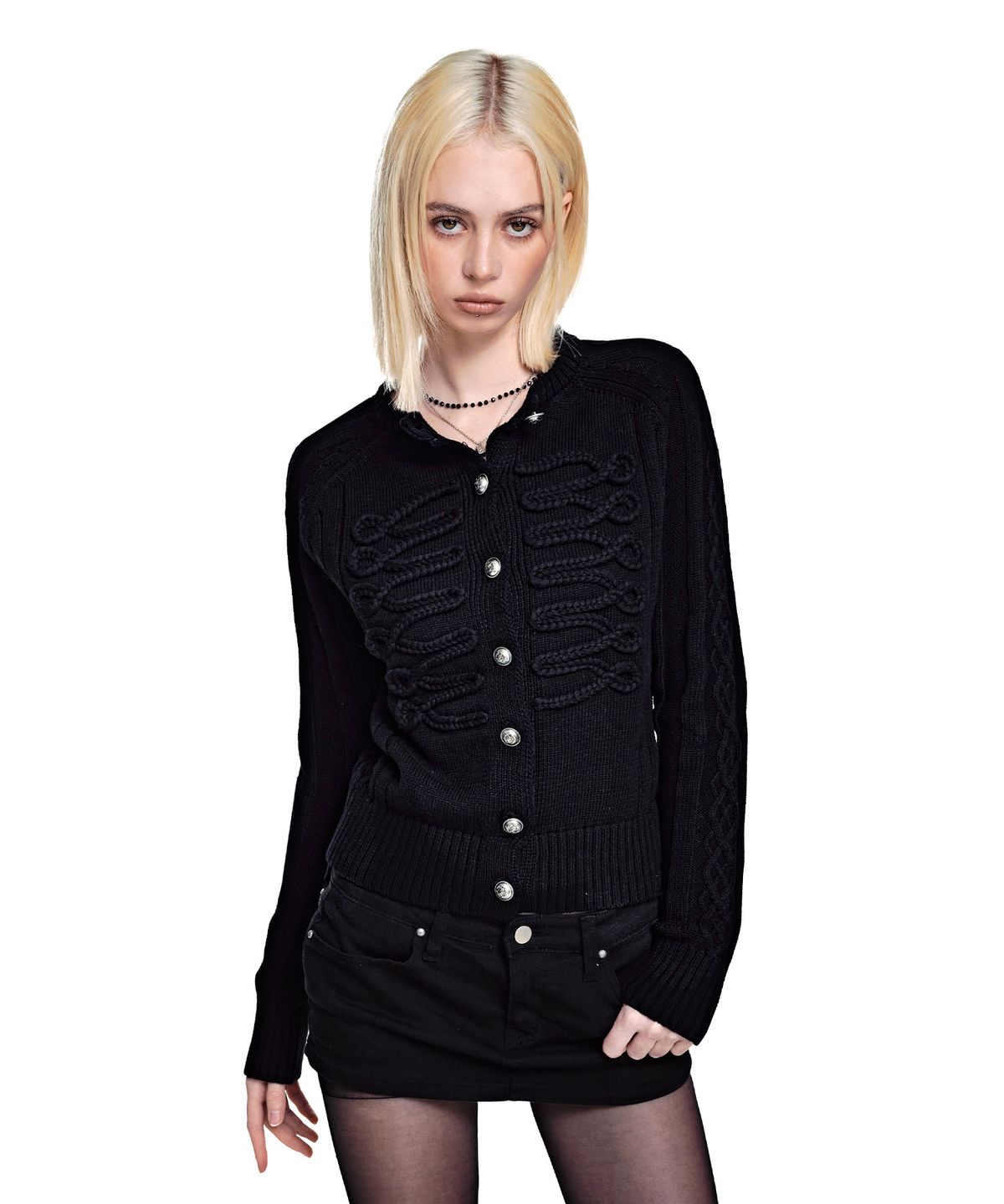 세컨모놀로그(SECONDMONO) Napoleon Frog Cardigan [BLACK]_SEWCD010BLACK