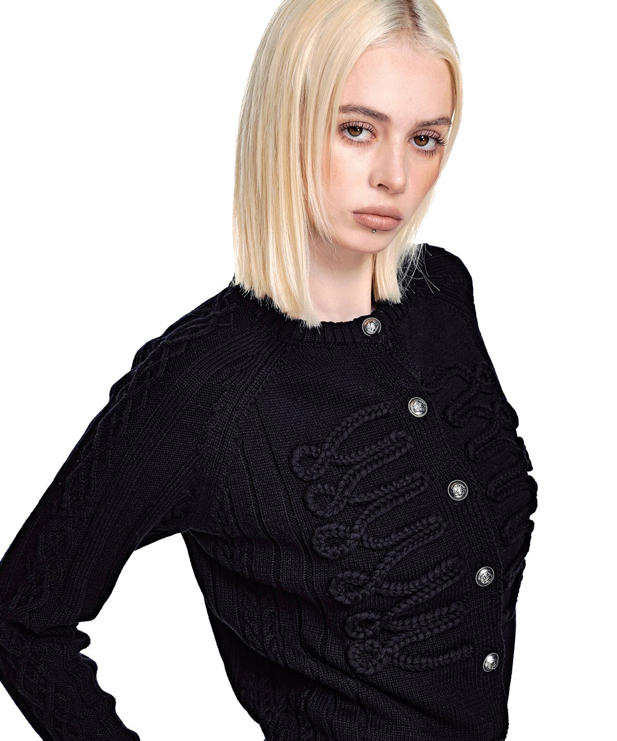 세컨모놀로그(SECONDMONO) Napoleon Frog Cardigan [BLACK]_SEWCD010BLACK