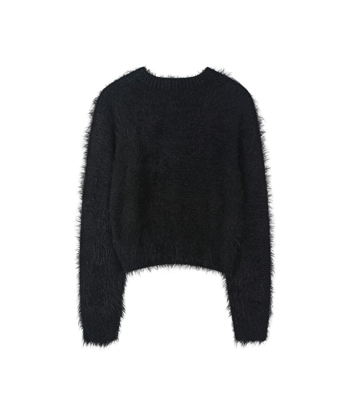 세컨모놀로그(SECONDMONO) Hairy Round Neck Button Cardigan [BLACK]_SEWCD009BLACK