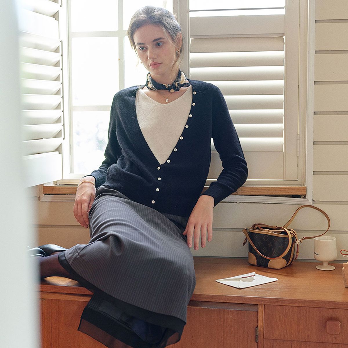 심플레트로(SIMPLE RETRO) SR_Vintage french stripe long skirt