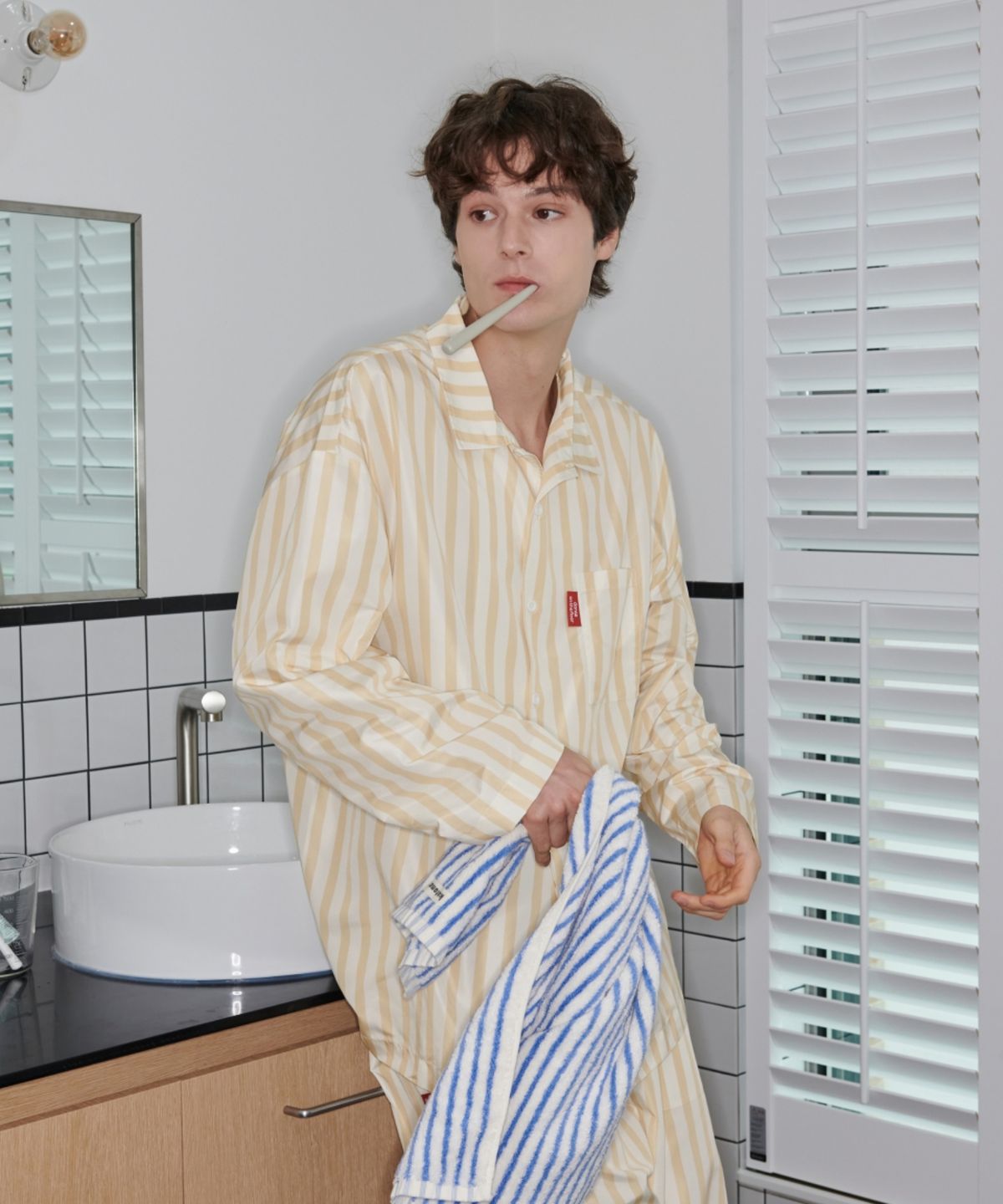 댄스온더플로어(DANCEONTHEFLOOR) Furless pajamas 퍼리스 파자마[Long] - 스트라이프(11color 4size)
