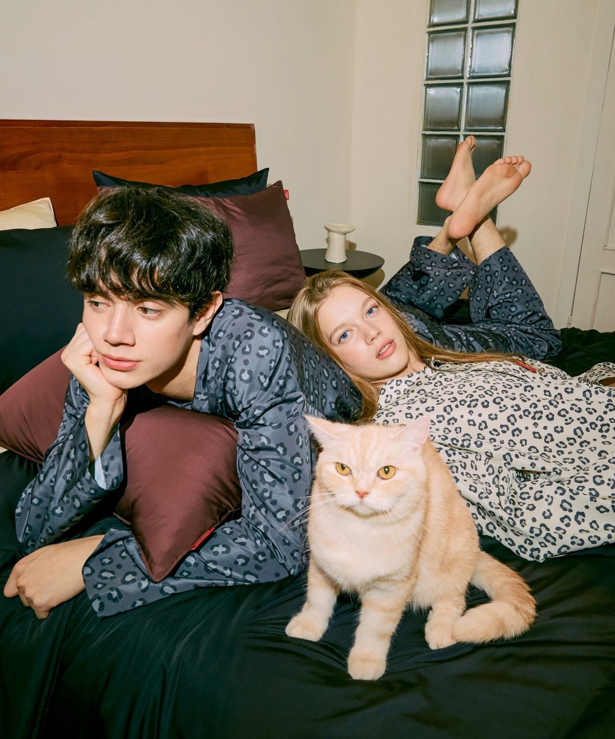 댄스온더플로어(DANCEONTHEFLOOR) Furless pajamas 퍼리스 파자마[Long] - 레오파드 (2Color 3Size)