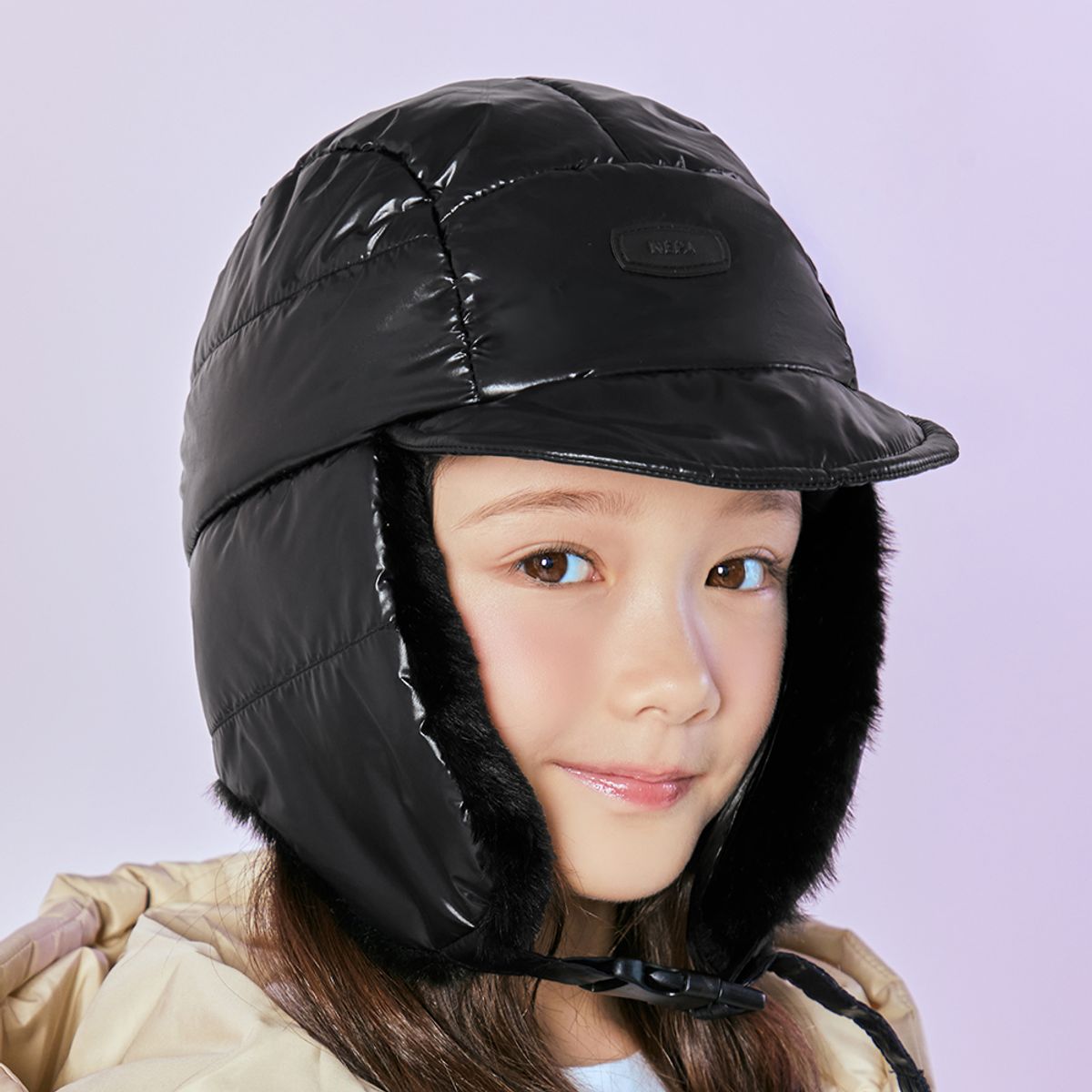 네파 키즈 악세서리(NEPAKIDS ACC) 윈터빔 패딩 방한모자 블랙 NE6FW59BLK