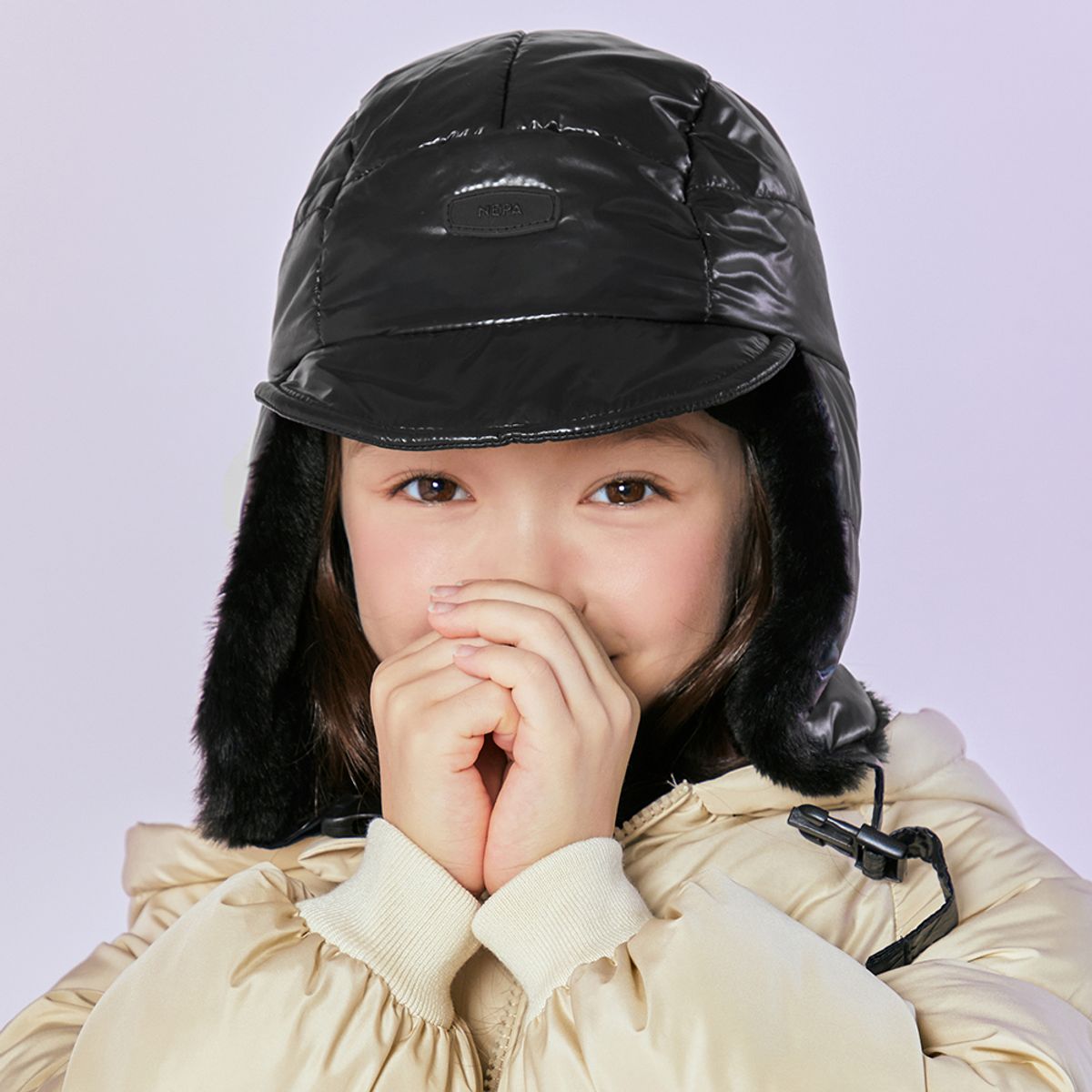 네파 키즈 악세서리(NEPAKIDS ACC) 윈터빔 패딩 방한모자 블랙 NE6FW59BLK