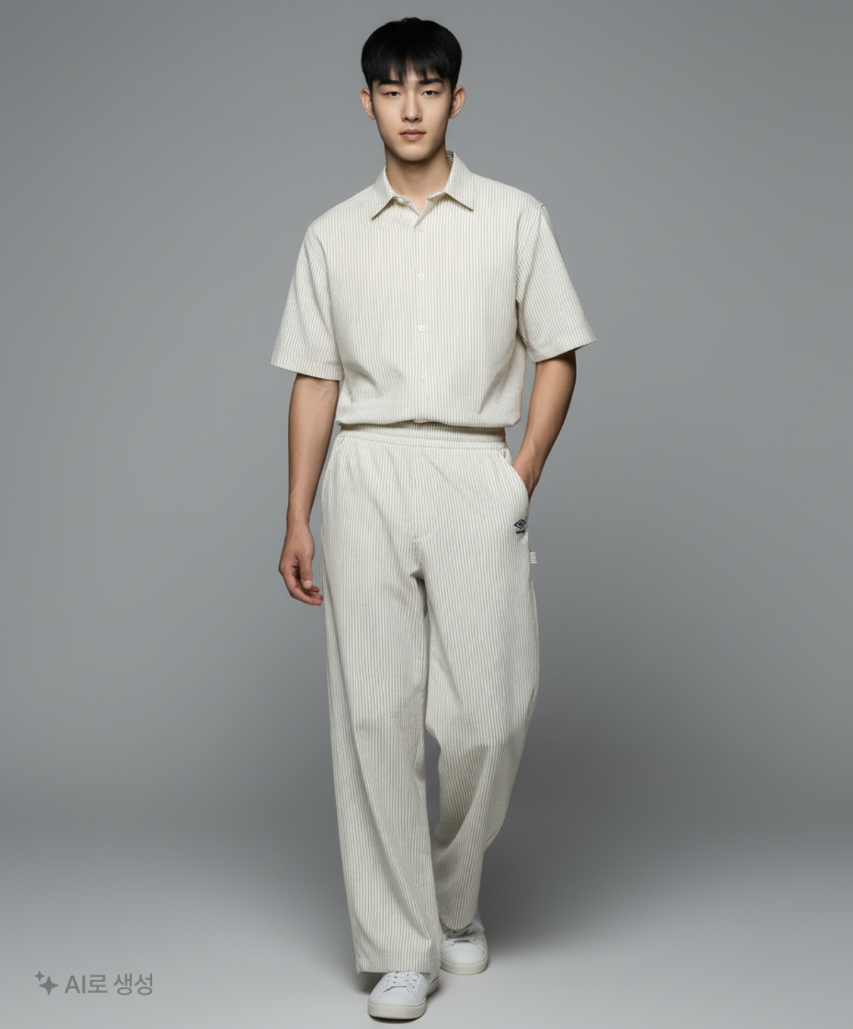 엄브로(UMBRO) 시어서커 와이드 팬츠 스트라이프 화이트(UQ223CPT63) XL