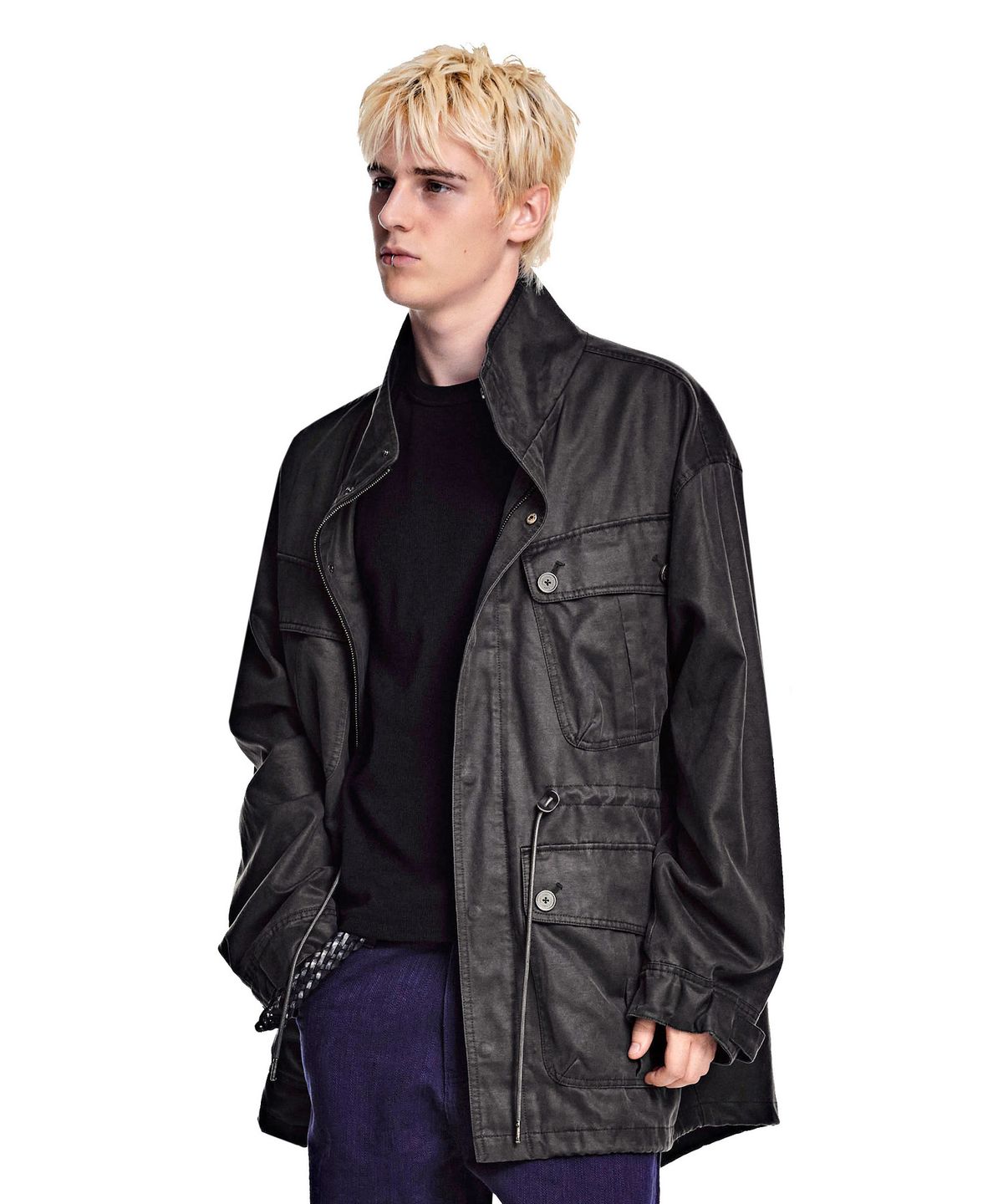 세컨모놀로그(SECONDMONO) Waxed Fishtail Field Jacket [CHARCOAL]_SEJK038CHARCOAL