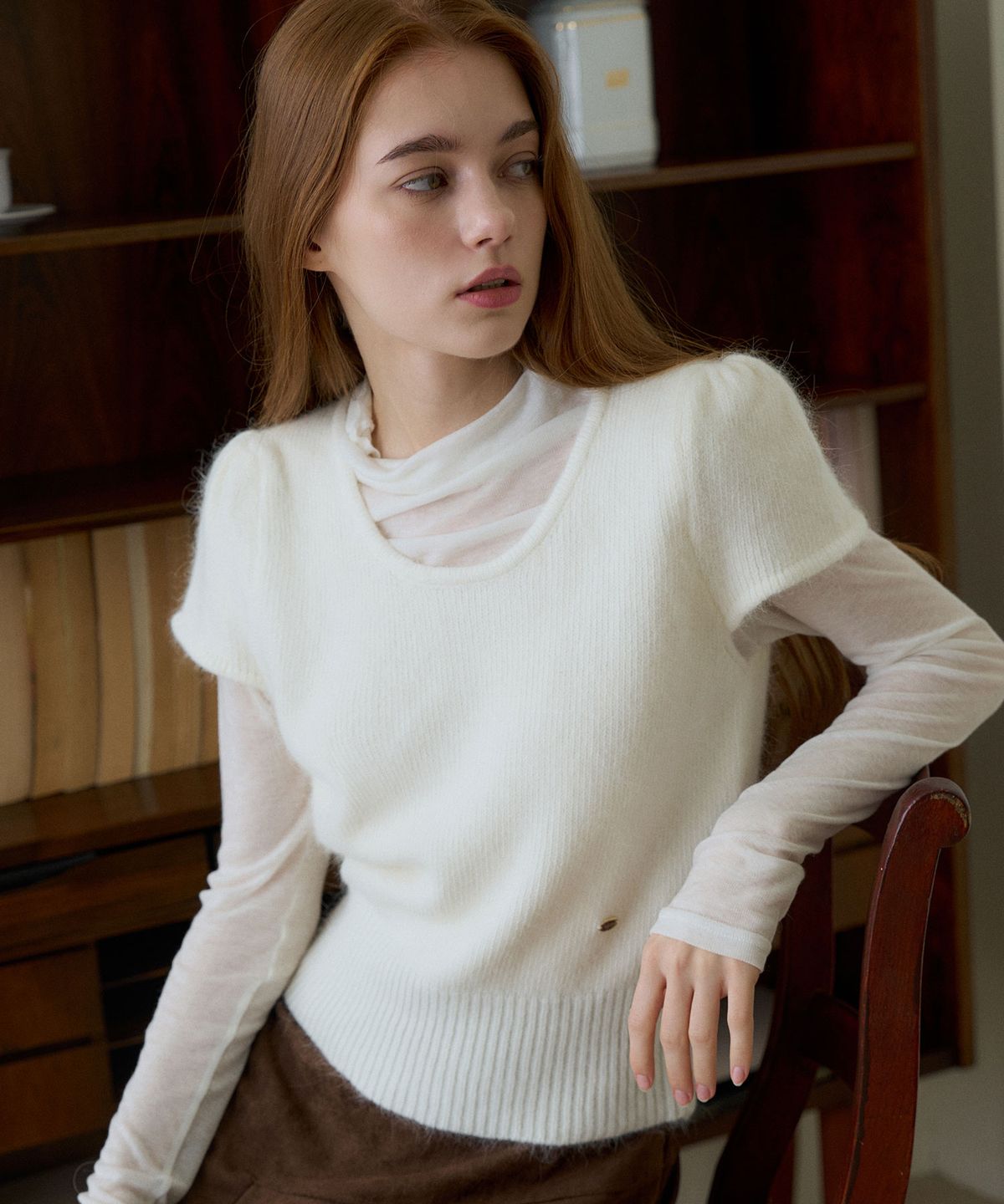 헤인트(HAINT) SENUA ANGORA BLEND SHORT-SLEEVE KNIT 4COL_IVORY PURPLE TEAL BLUE BLUE