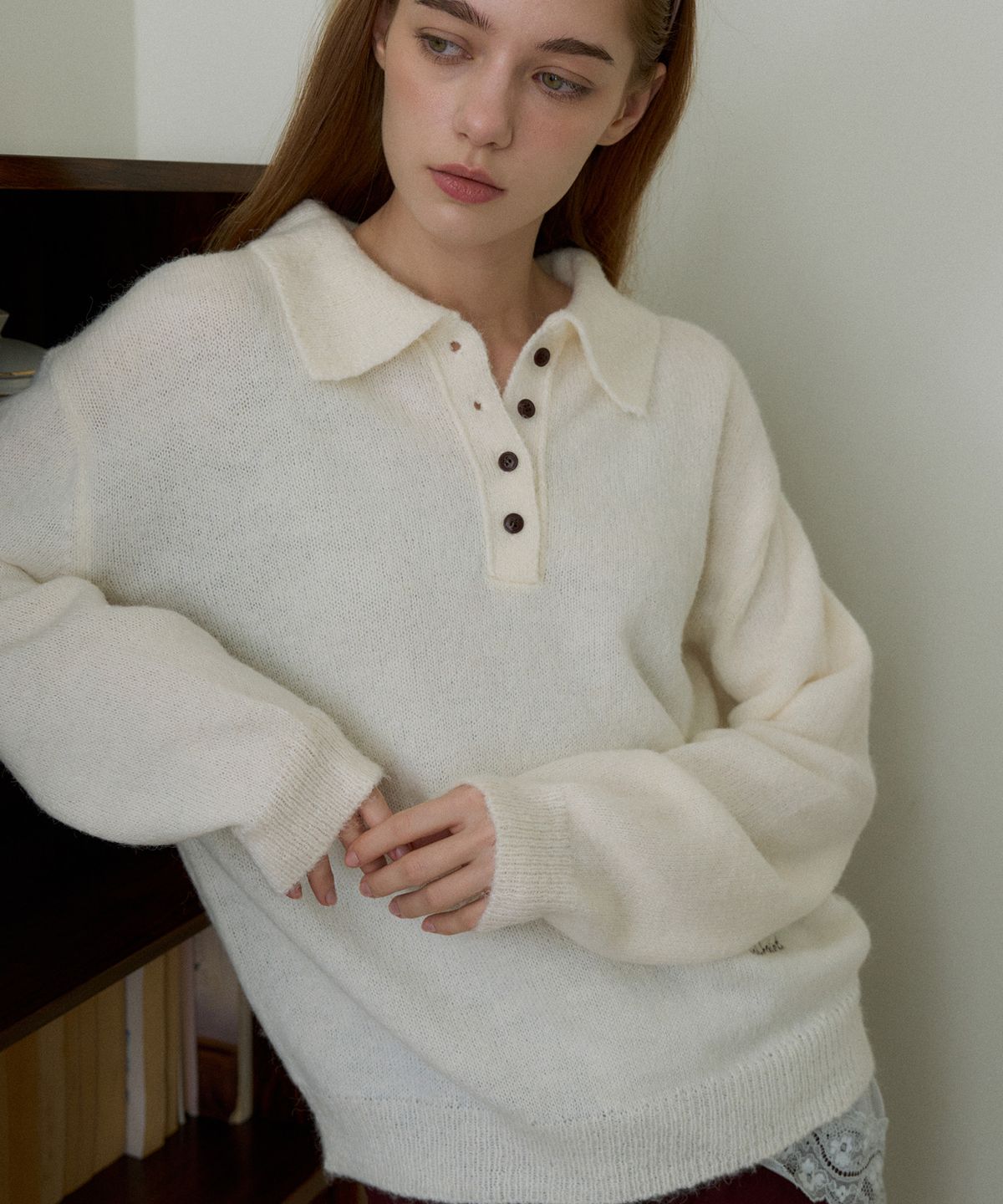 헤인트(HAINT) LUME SOFT COLLAR KNIT TOP 2COL_IVORY