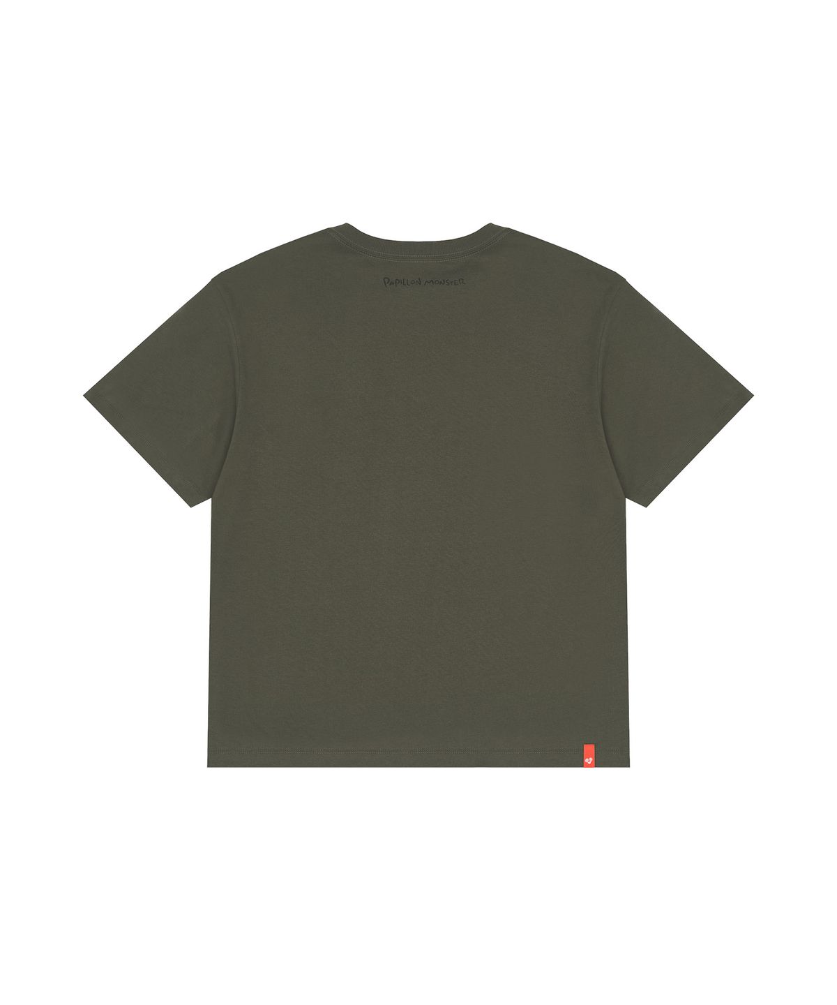 빠삐용 몬스터(PAPILLON MONSTER) S/S PAPI Emb Crop fit T-shirt_Khaki