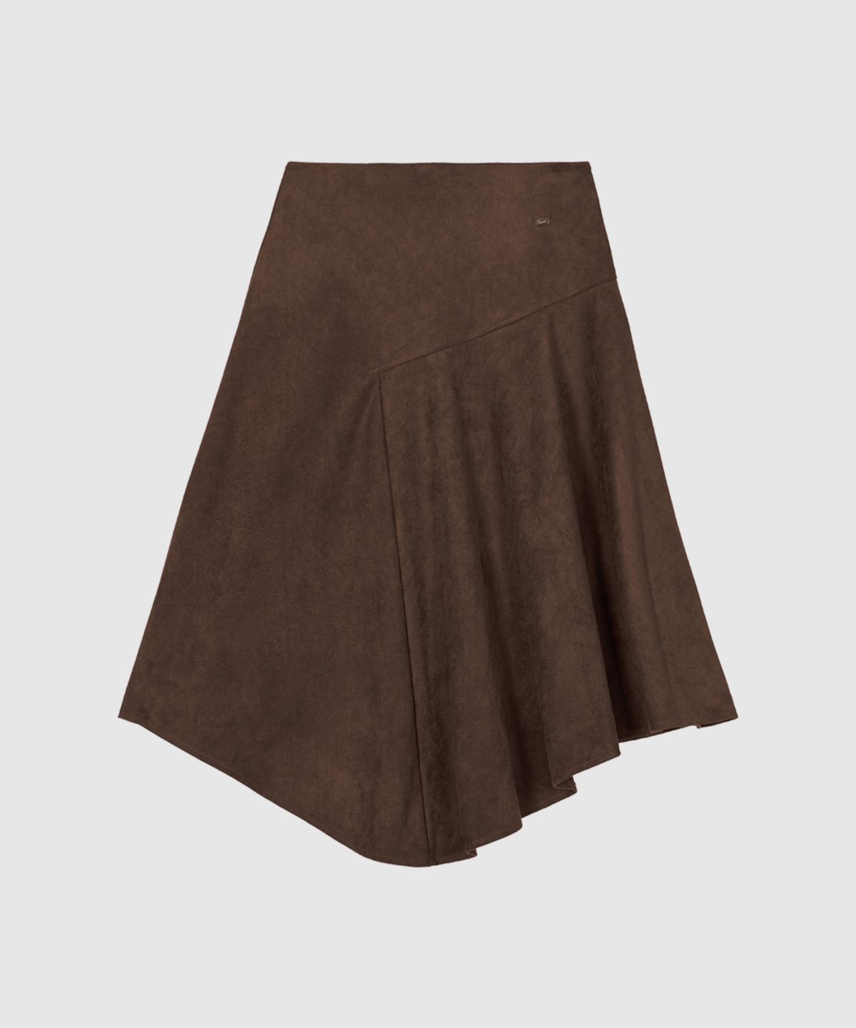 헤인트(HAINT) DAREV SUEDE TOUCH ASYMMETRIC FLARE SKIRT 2COL_BROWN