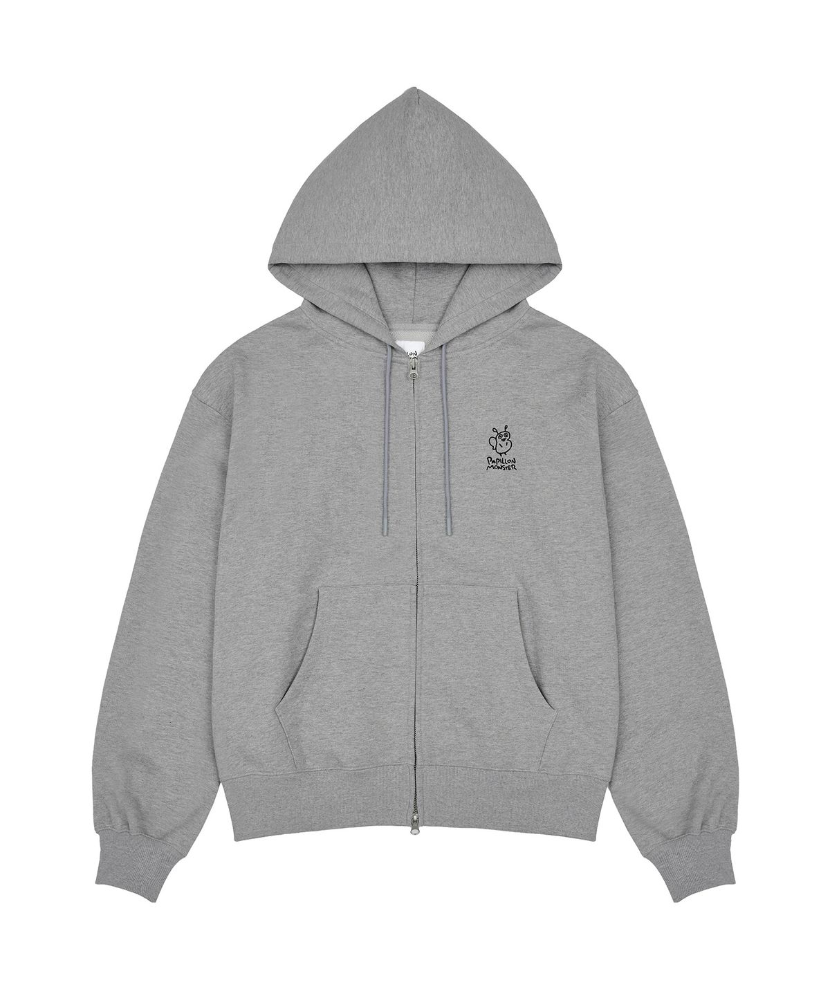 빠삐용 몬스터(PAPILLON MONSTER) L/S Bold Logo Graphic Hoodie zip-up_M/Grey