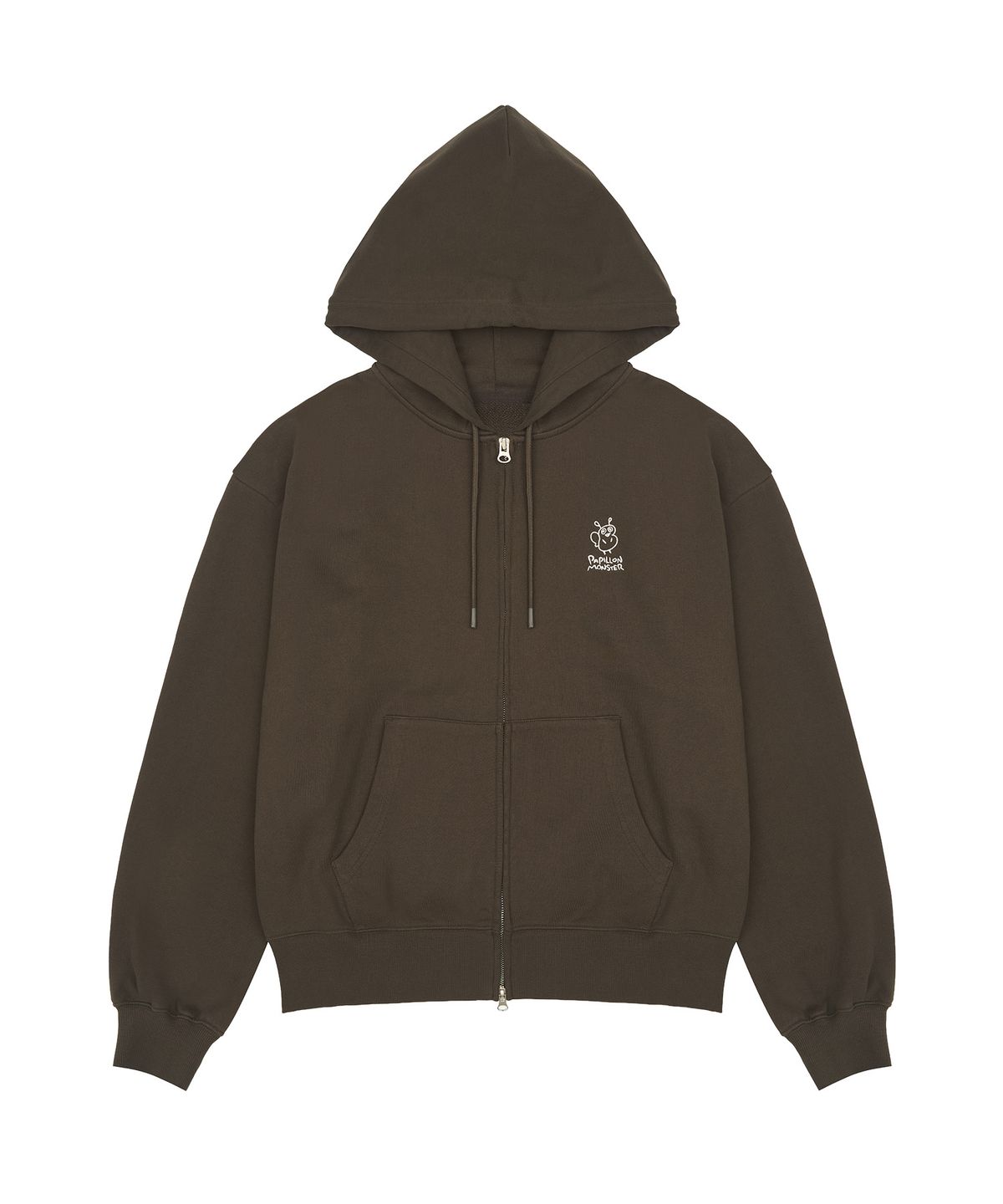 빠삐용 몬스터(PAPILLON MONSTER) L/S Bold Logo Graphic Hoodie zip-up_Brown