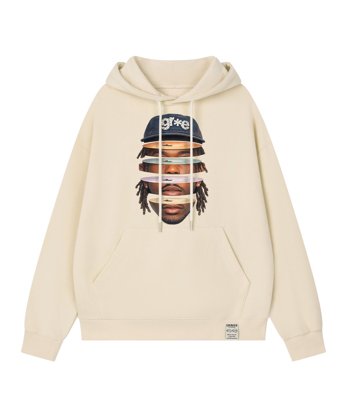 그레이버 오디너리(GRAVER ORDINARY) [ODNR UNISEX]Face Grae 후드티_Cream