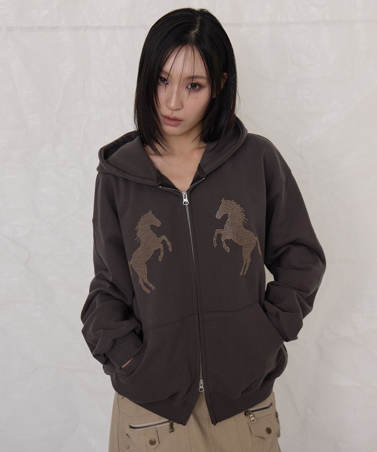 미드나잇 무브(MIDNIGHT MOVE) horse hood zip up (dark grey)